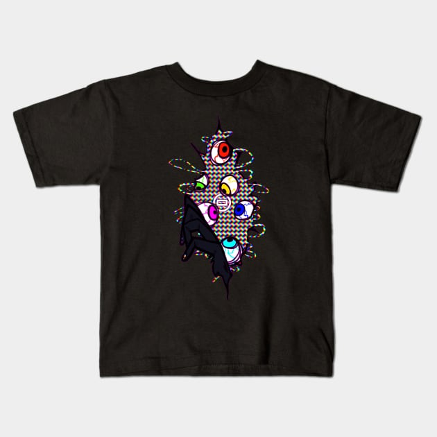 Glitch Hand and Eyes Bursting Out Kids T-Shirt by neutralbrick